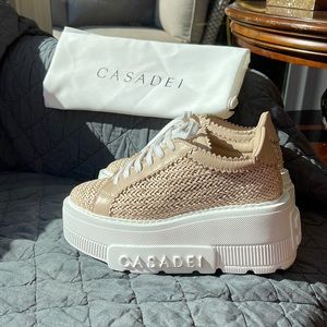 Casadei platform leather peach sneakers in a 36 and 1/2